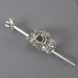 Vintage Celtic Inspired Hair accessory Silver tone Matching hairpin Engraved new